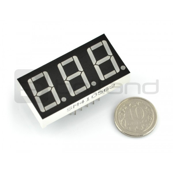 Seven-segment display x3 - 14mm red - common anode