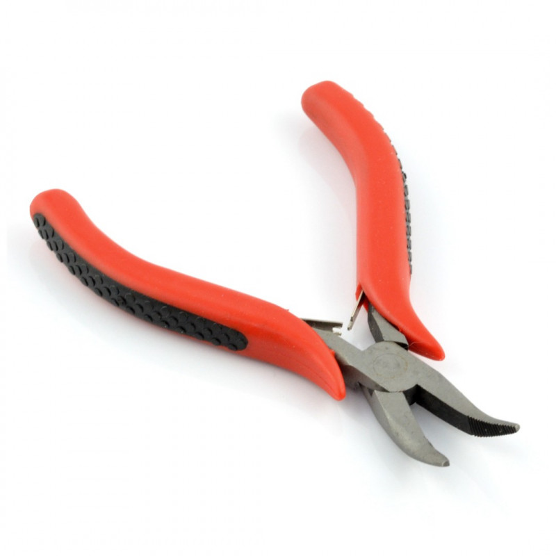 Curved nose pliers 125mm - red - Electronic components parts