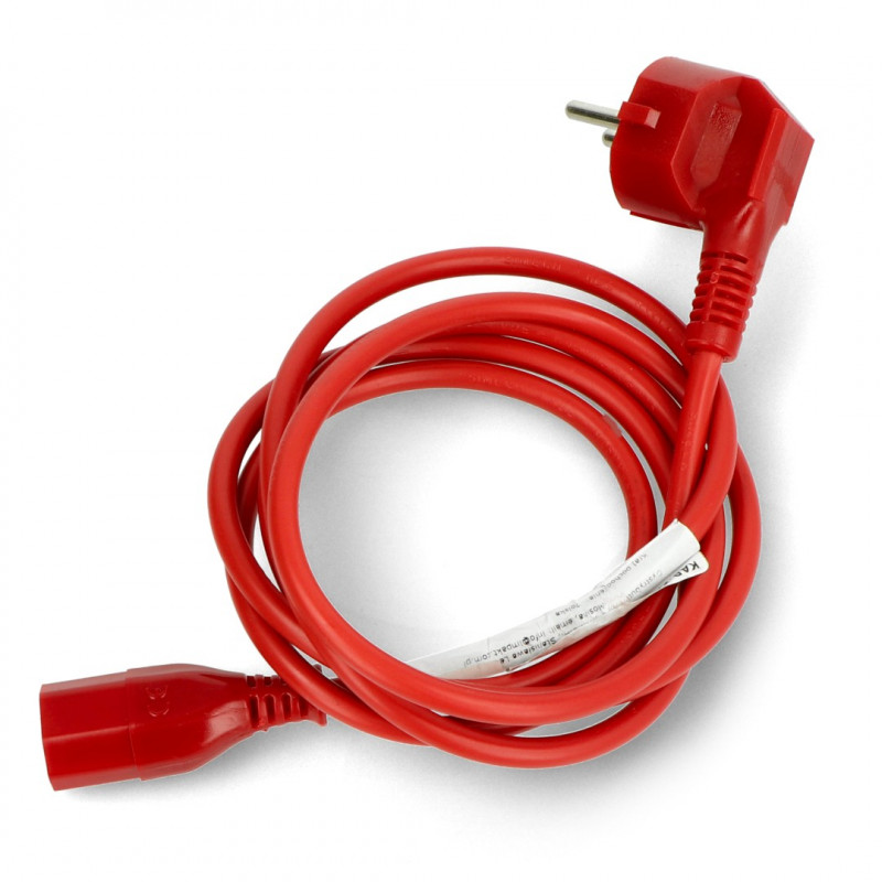 IEC power cord 1,8m VDE angled red Electronic components parts