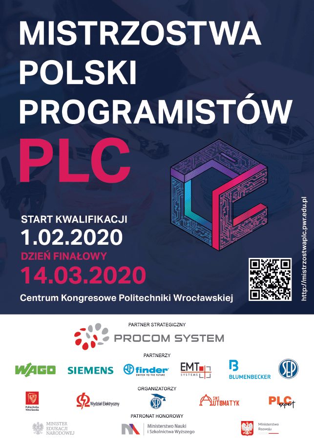 Plakat mistrzostw Polski programistów PLC