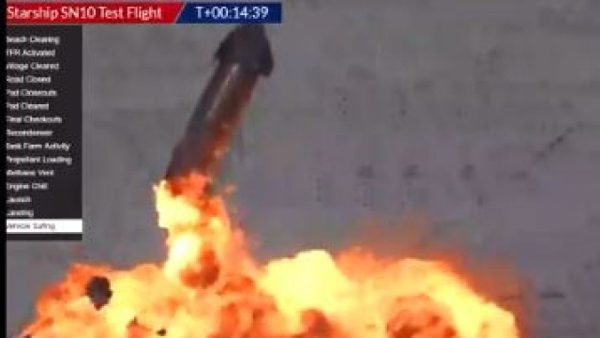 Eksplozja SpaceX Starship SN10 w Teksasie