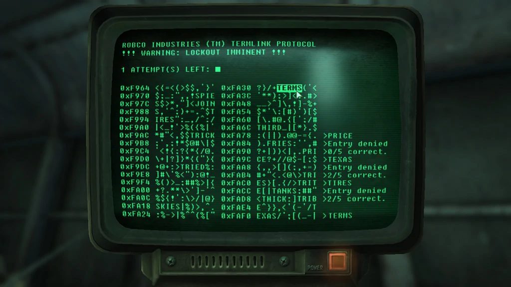 Terminal komputerowy z Fallout