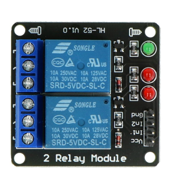 Moduł przekaźników 2 kanały - styki 7A/240VAC - cewka 5V