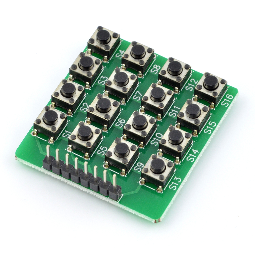 Klawiatura - matryca 16 x tact switch - matryca złożona z 16 przycisków typu tact switch rozłożonych w czterech wierszach i