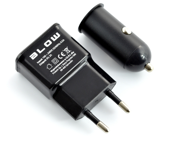 Zasilacz Blow microUSB 2w1 5V 2A + ładowarka samochodowa