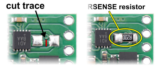 następnie wlutować rezystor w obudowie SMD 1206. Rezystor 100 mΩ ograniczy prąd do 1 A, 200 mΩ do 0,5 A itp. Szczegóły można