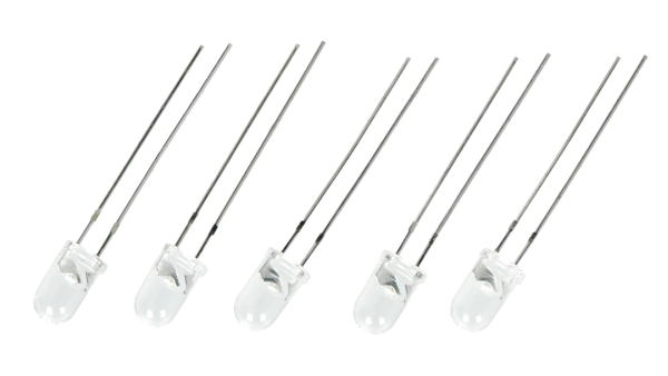 Dioda LED 5mm czerwona clear 25000 mcd - 5szt.