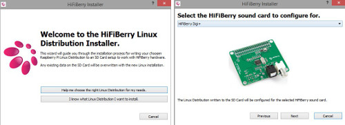 Program konfiguracyjny HiFiBerry jest bardzo prosty i intuicyjny