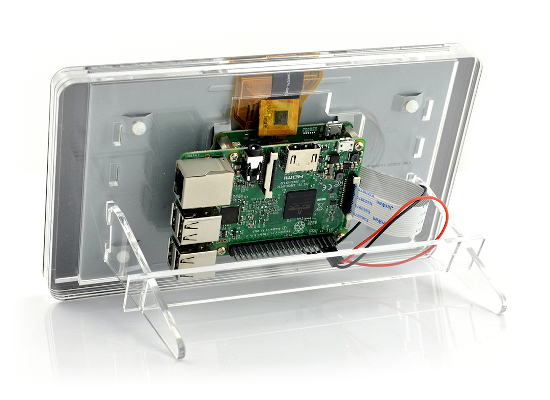 Obudowa do Raspberry Pi oraz dedykowanego ekranu dotykowego 7'' - przezroczysta ze stojakiem