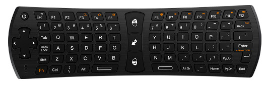 W zestawie znajduje się bezprzewodowa klawiatura AirMouse