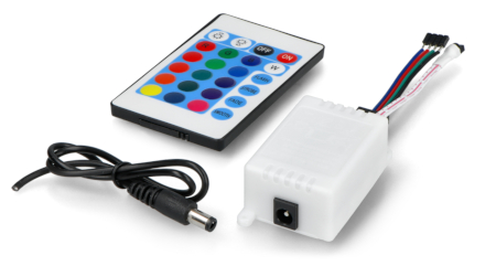 Sterownik taśm i pasków LED RGB z pilotem IR - 24 klawisze