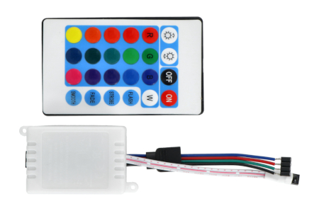 Sterownik taśm i pasków LED RGB z pilotem IR - 24 klawisze