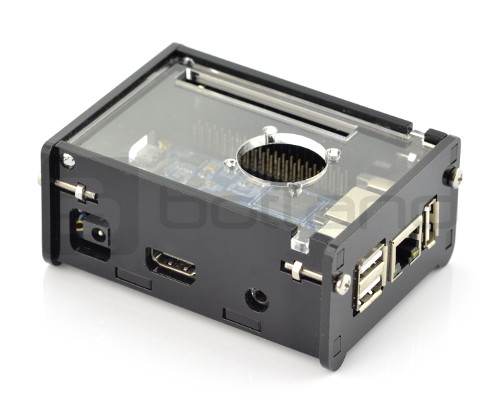 Na zdjęciu minikomputer Orange Pi PC Plus w obudowie. Przedmiotem sprzedaży jest obudowa, pozostałe elementy można nabyć