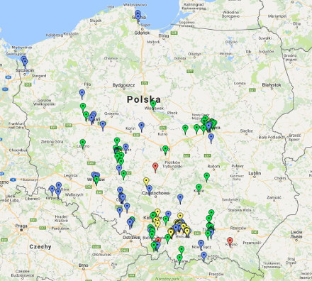 Mapa czujników obecnie działających w naszym kraju