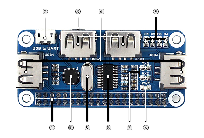 4 Port Usb Hub Hat For Raspberry Pi Electronic Components Parts