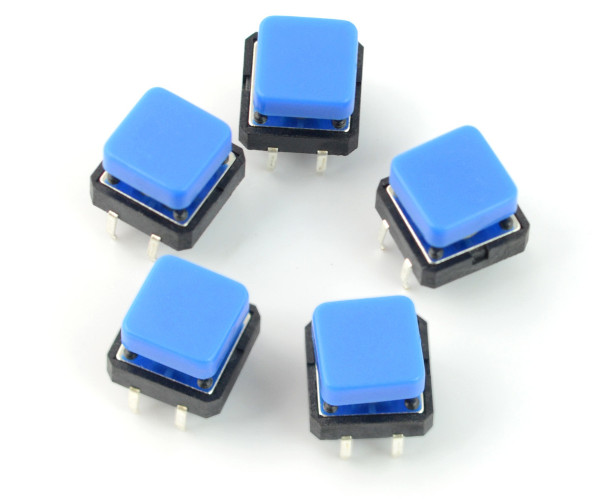 Tact Switch 12x12mm z nasadką - kwadrat niebieski - 5szt
