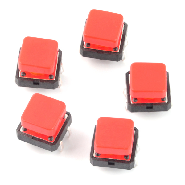 Tact Switch 12x12mm z nasadką - kwadrat czerwony -  5szt