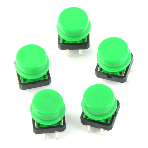 Tact Switch 12x12mm z nasadką - grzybek zielony - 5szt