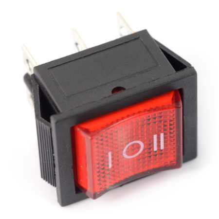 Przełącznik kołyskowy RS203-6C3R - 250 V / 16 A - czerwony