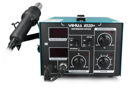 Stacja lutownicza 2w1 hotair i grotowa Yihua 852D+ - kompresor - 600 W