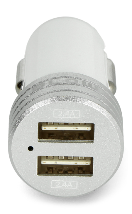 Ładowarka samochodowa z gniazdem 2x USB 4,8A C48 - biała