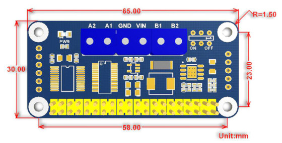 Dwukanałowy sterownik silników DC, interfejs I2C - nakładka HAT dla Raspberry Pi - Waveshare 15364