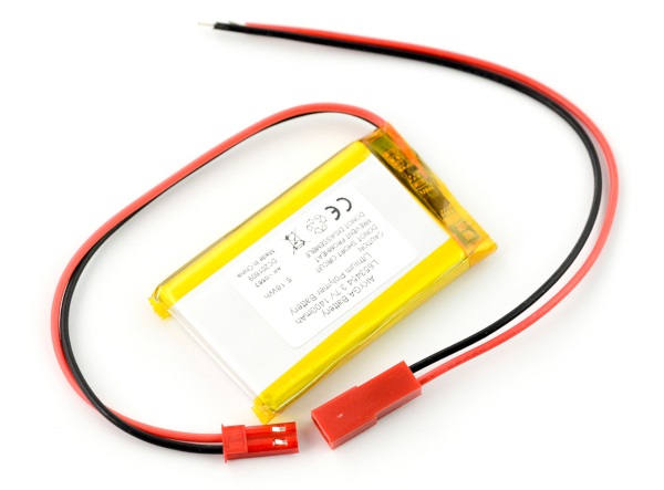 Akumulator Akyga Li-Pol 1400mAh 1S 3,7V - złącze JST-BEC + gniazdo - 54x34x7mm