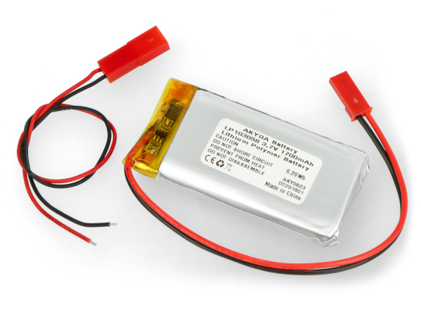 Akumulator Li-Pol Akyga 1700mAh 1S 3,7V - złącze JST-BEC + gniazdo
