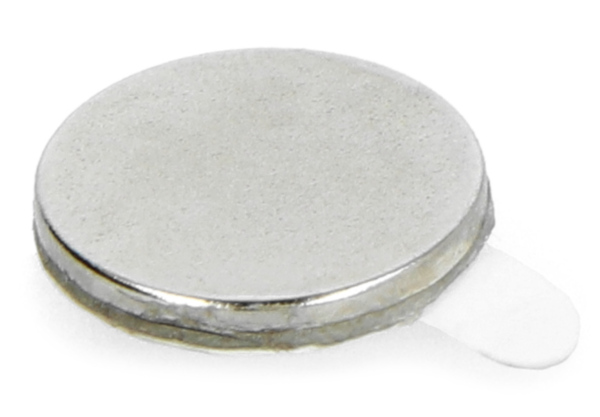 Magnes neodymowy okrągły z warstwą klejącą S N35/Ni 10x1mm - 10szt.