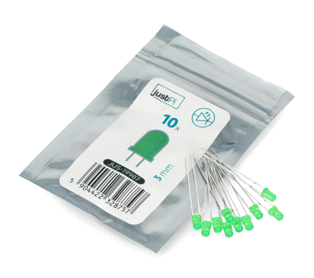 Dioda LED 3mm zielona - 10szt. - justPi