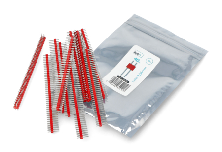 Wtyk goldpin 2x40 prosty raster 2,54 mm - czerwony - 10 szt.