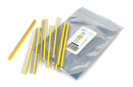 Wtyk goldpin 2x40 prosty raster 2,54 mm - żółty - 10 szt.