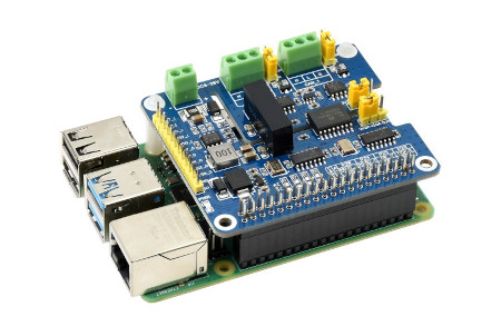 Połączenie CAN FD Expansion HAT i Raspberry Pi. Przedmiotem sprzedaży jest wyłącznie nakładka - Raspberry Pi należy kupić osobno.