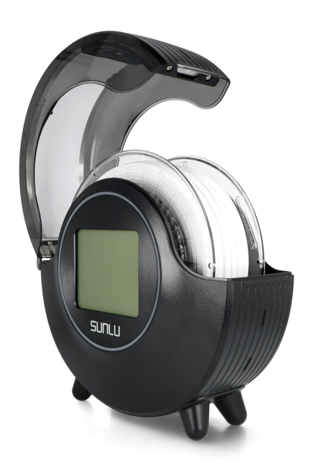Sunlu FilaDryer S2 z umieszczoną w środku szpulą filamentu PETG Devil Design