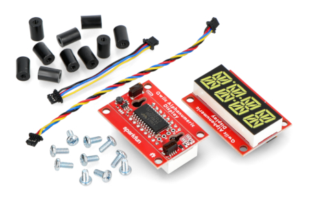 Zawartość zestawu wyświetlaczy alfanumerycznych SparkFun
