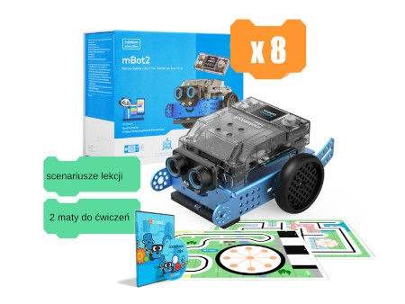 Zestaw Makeblock - 8x robot mBot2 + maty m1, m2 + scenariusze zadań P1010132-Z8EDU