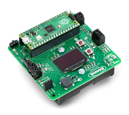 Nakładka posiada gniazdo pozwalające na szybkie wpinanie i wypinanie modułu Raspberry Pi Pico.