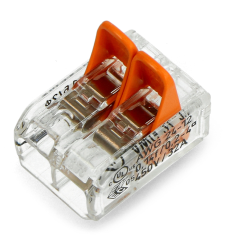 Kostka elektryczna samozaciskowa WAGO 2pin 4 mm 32 A / 450 V