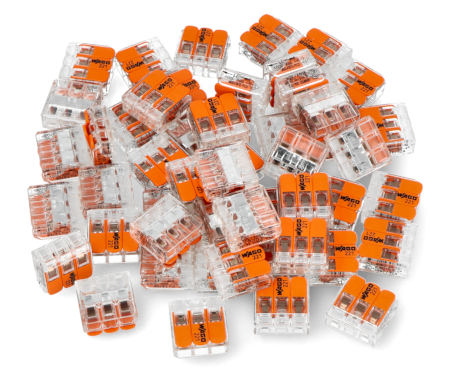Kostka elektryczna samozaciskowa WAGO 3pin 4 mm 32 A / 450 V - 50 sztuk