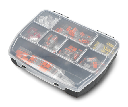 Zestaw kostek elektrycznych samozaciskowych WAGO 221 COMPACT 2-pin, 3-pin, 5-pin (32A/450V) + 2273 na drut (24A/450V) - 152szt.