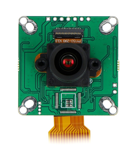 Moduł kamery 2 MPx IMX462 Color Ultra Low Light leży na białym tle.