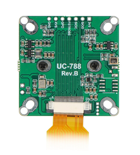 Moduł kamery 2 MPx IMX462 Color Ultra Low Light leży odwrócona na białym tle.