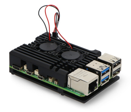 Konstrukcja obudowy pozwala efektywnie chłodzić oraz chronić Raspberry Pi 5 przed uszkodzeniami mechanicznymi czy