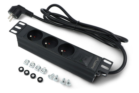Listwa zasilająca do szaf serwerowych 10'' - 3 gniazda 16 A - 2 m - czarna - Lanberg PDU-03E-0200-BK