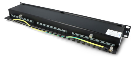 Patch Panel 24-portowy ekranowany - do szaf serwerowych 19'' - 1U kat. 6 FTP - czarny - Lanberg PPS6-1024-B