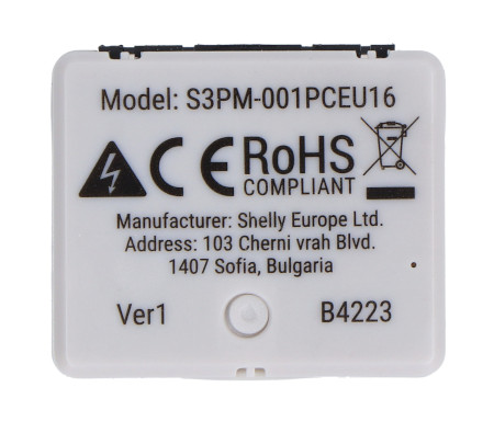 Shelly PM Mini Gen3 - inteligentny miernik zużycia energii 240 V / 16 A WiFi / Bluetooth - 1 kanał - aplikacja Android / iOS