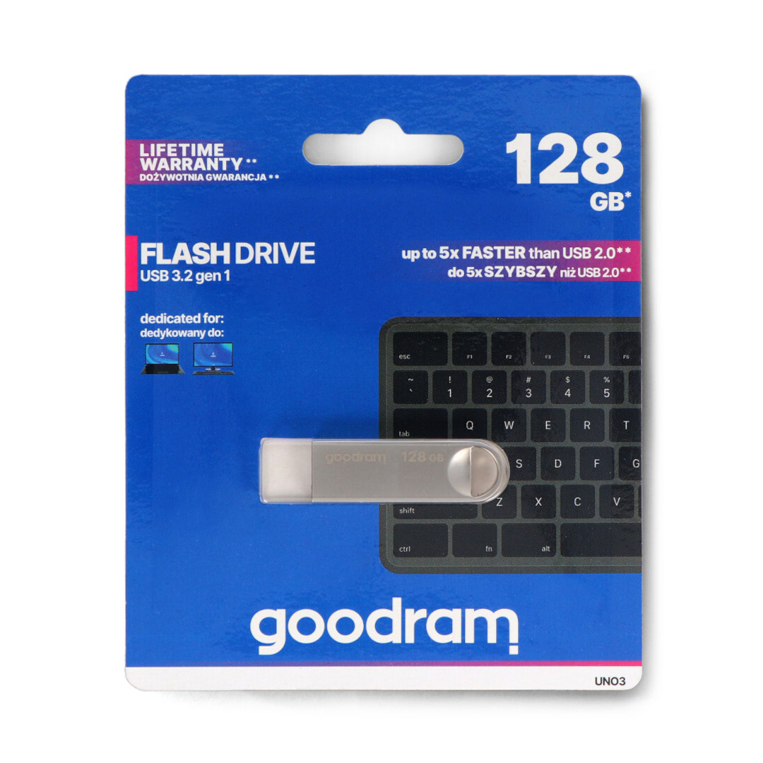 GoodRam Flash Drive - pamięć USB 3.2 gen. 1 Pendrive - UNO3 srebrny - 128 GB