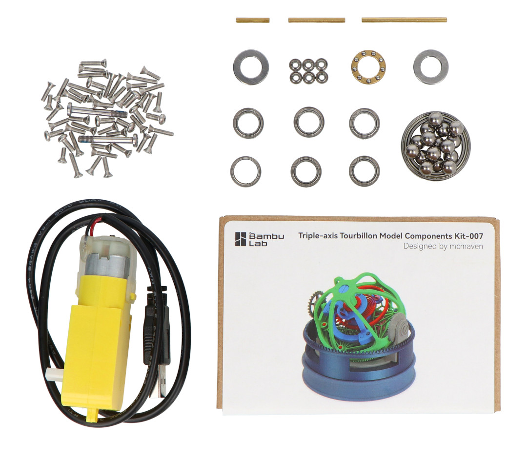 Triple Axis Tourbillon Model Components Kit - 007 od Bambu Lab to produkt dla osób poszukujących wyzwań konstrukcyjnych i