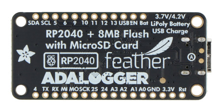 Feather RP2040 Adalogger - 8 MB Flash - moduł z czytnikiem microSD - STEMMA QT / Qwiic - Adafruit 5980