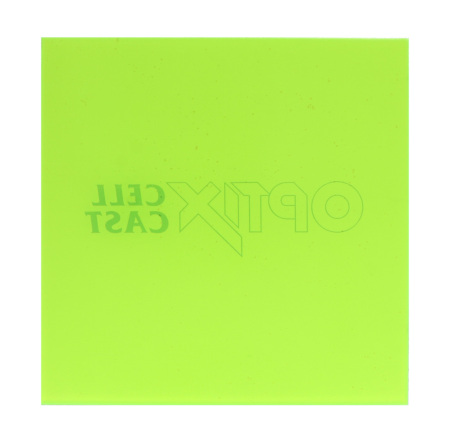 Plexi fluo żółta wylewana o grubości 3 mm wycięta w formacie 200 x 200 mm
